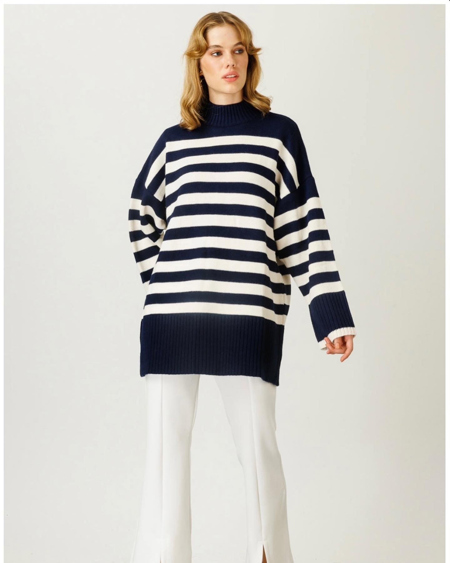 DICK GESTREIFTER STRICKPULLOVER