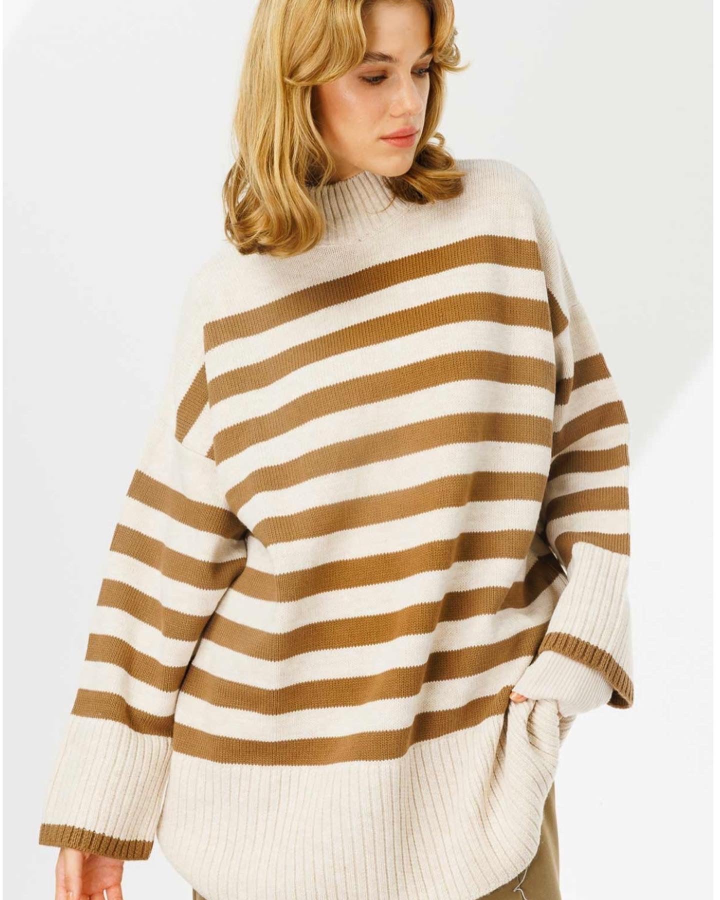 DICK GESTREIFTER STRICKPULLOVER