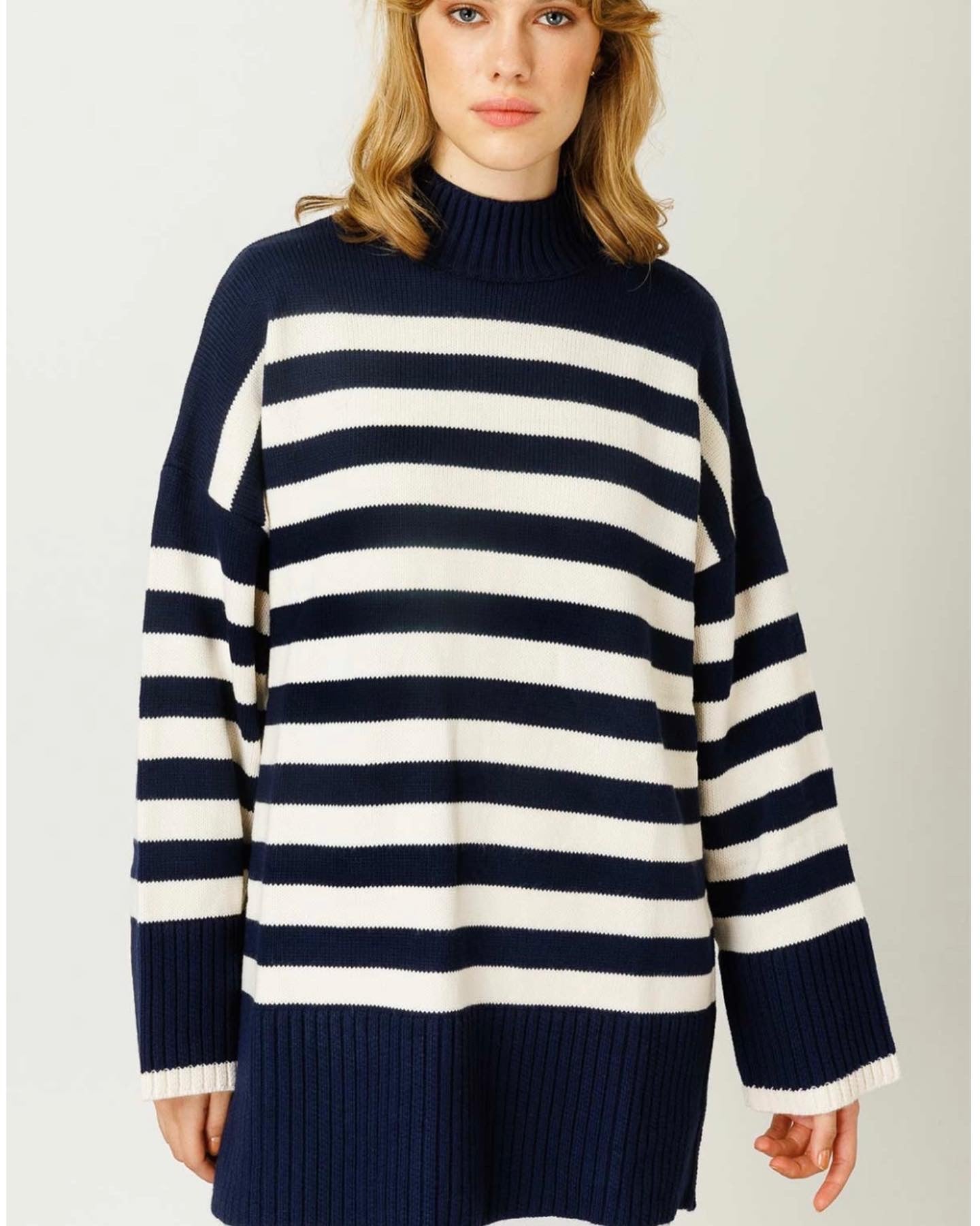 DICK GESTREIFTER STRICKPULLOVER