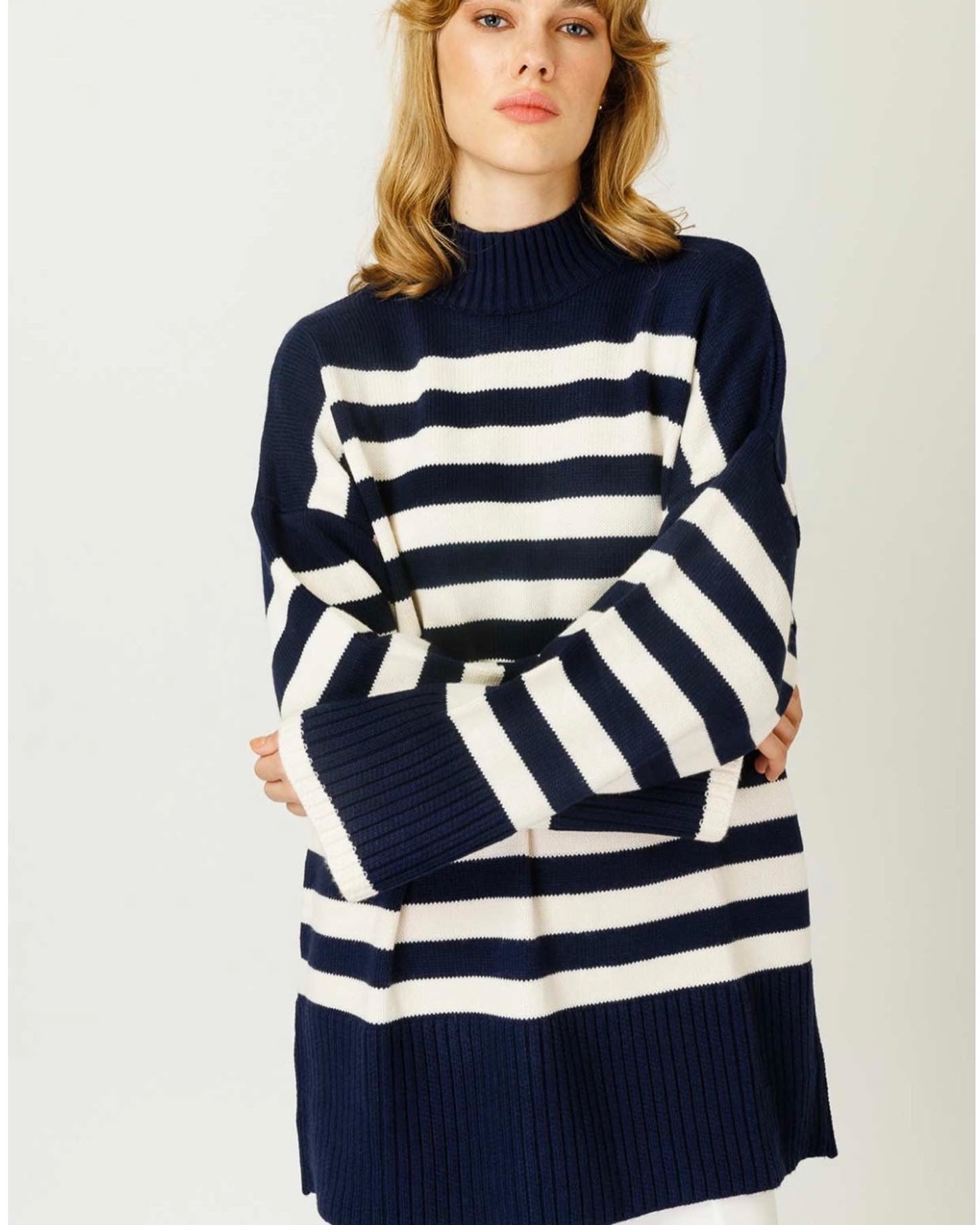 DICK GESTREIFTER STRICKPULLOVER